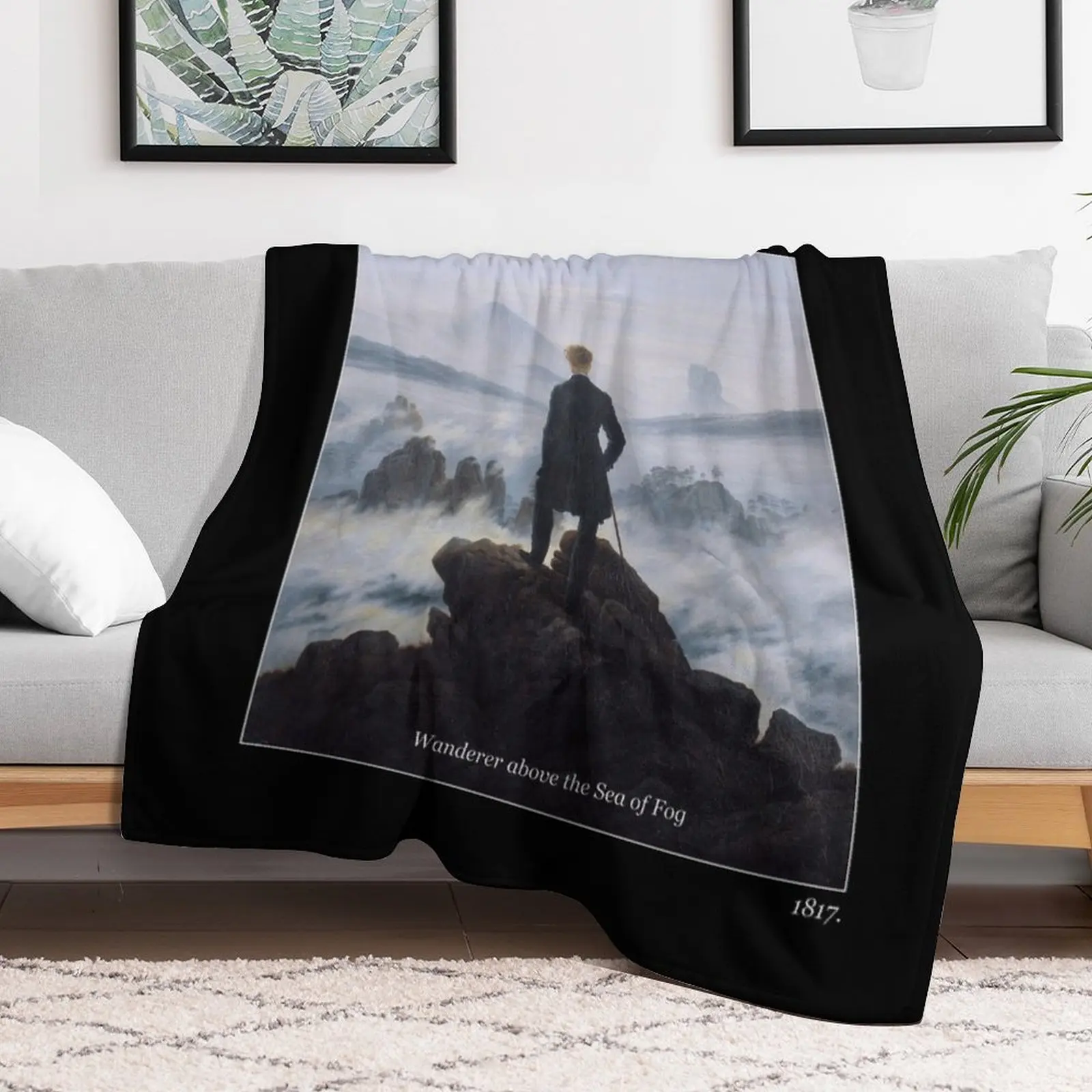 Wanderer above the Sea of Fog (Caspar David Friedrich) Throw Blanket Plaid Bed Fashionable Blankets