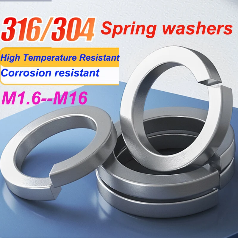 

5-50pcs 304/316 Stainless Steel Spring Gasket Screw Gasket Ring 201 Heavy Duty Spring Elastic Gasket Thickened Metal Round GB93