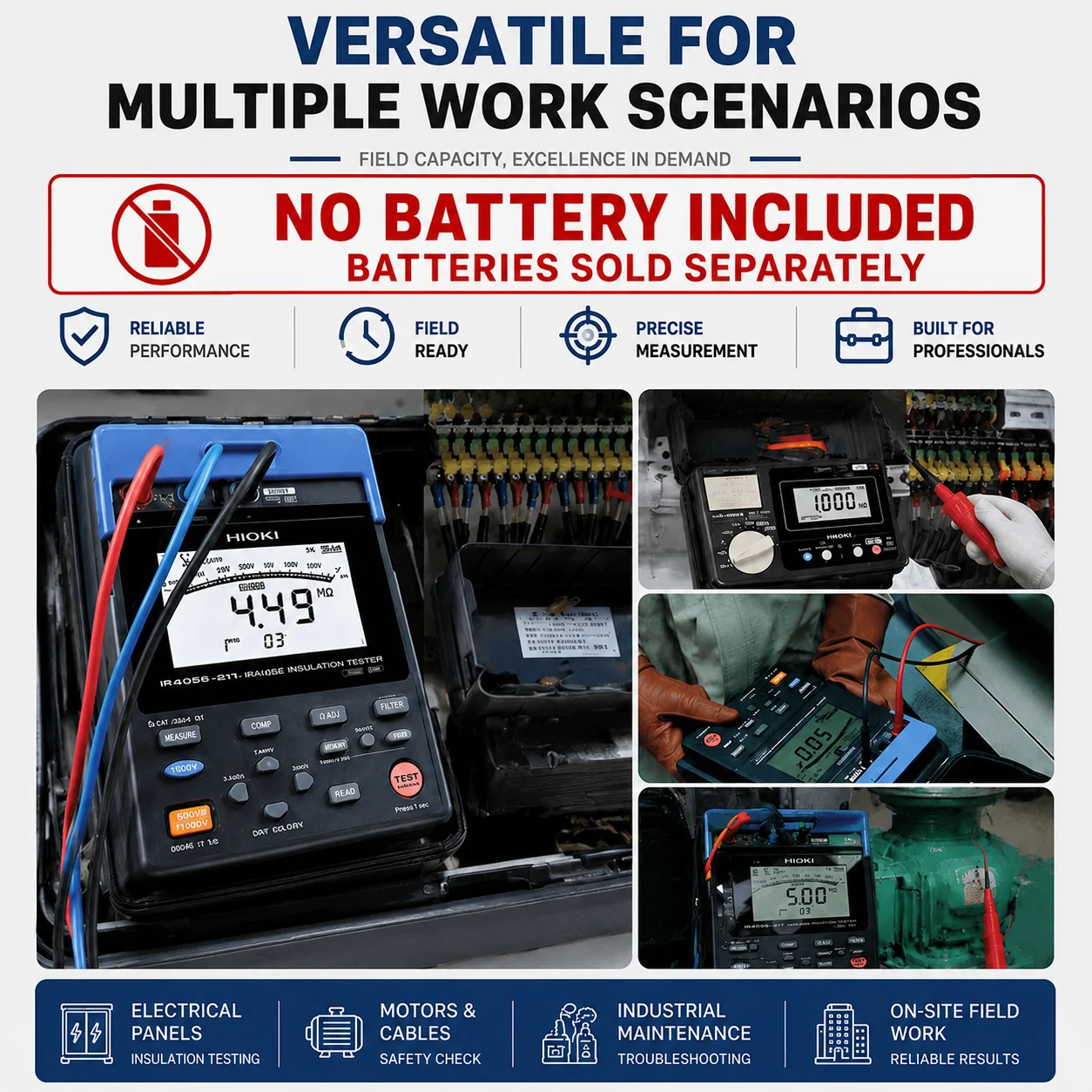HIOKI IR4056-20 IR4057-50 Digital Insulation Resistance Tester, 1000V 4000MΩ Megohmmeter, Continuity & AC/DC Voltage Test