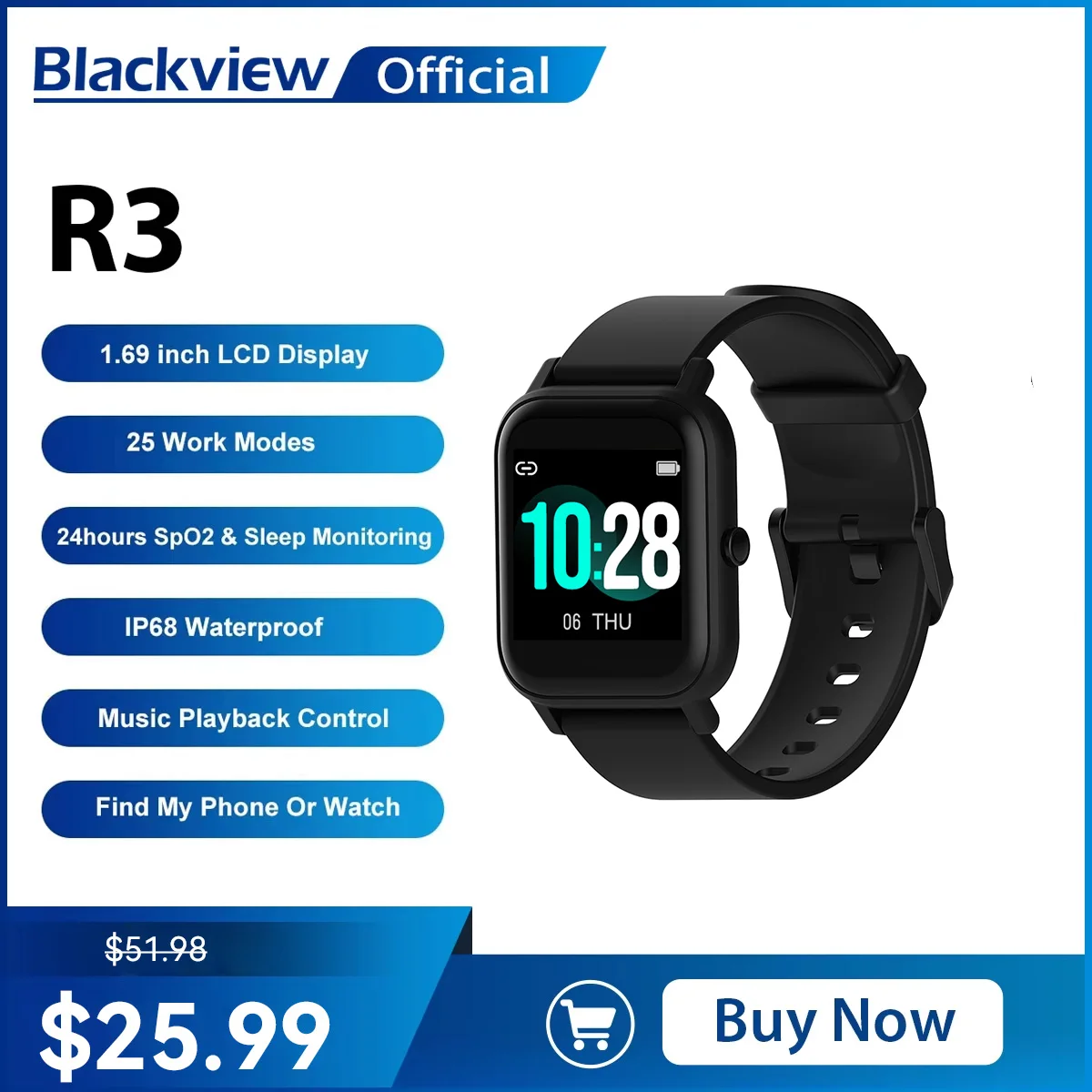 BLACKVIEW 2022 New Smart Watch R3 Max Men Sport Fitness Watch IP68 Waterproof Heart Rate Monito For Android IOS Smartwatch Women