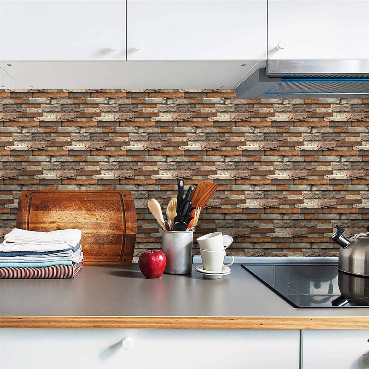 20/10pcs Imitation Stone Tile Wall Sticker 3D Wallpaper Waterproof Home Decoration For Kitchen Bathroom Self-adhesive Decals