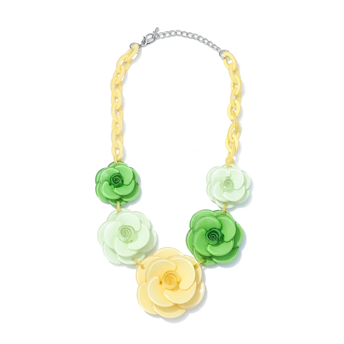 Blucome 2022 New Acrylic Flower Shape Necklace Female Exaggerated Clavicle Sweater Necklace Unique Women Girls Pendant Jewelry