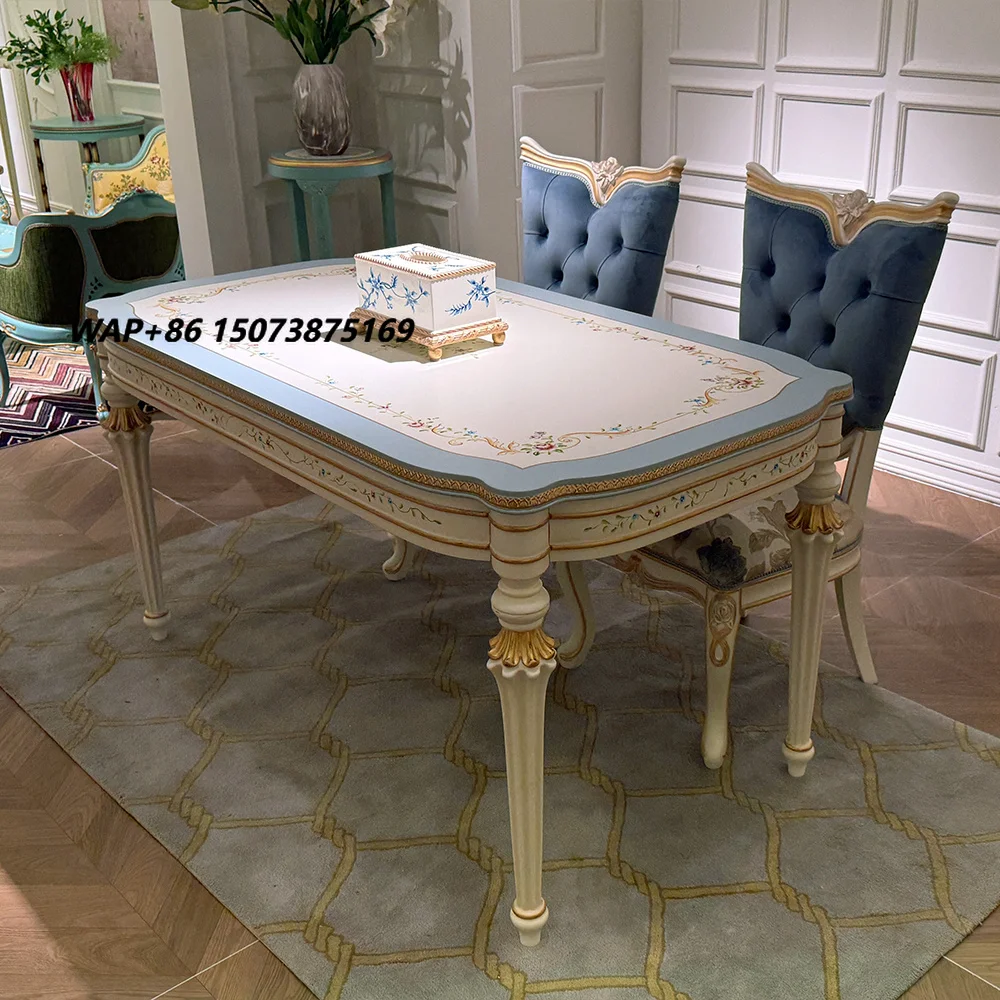 Shabby Chic Romantic Vintage Cottage Hand Painted Floral Tapered Scalloped Kitchen Bistro Cafe Apartment Dining Table