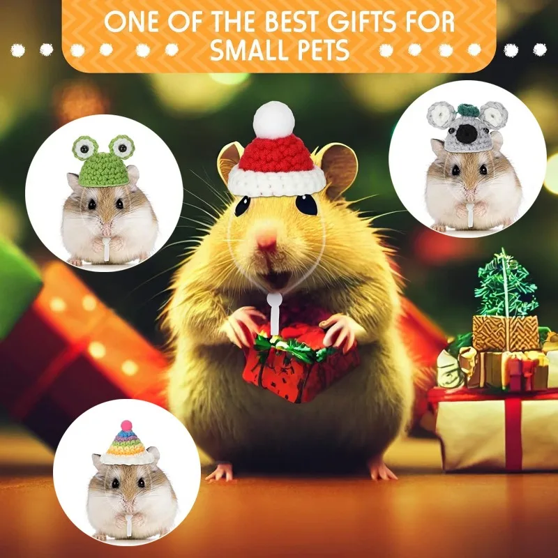 

6Pcs Hamster Mini Hat Snake Critter Guinea Pig Clothes Cute Little Mouse Lizard Holiday Party Costume Accessories Pet Supplies