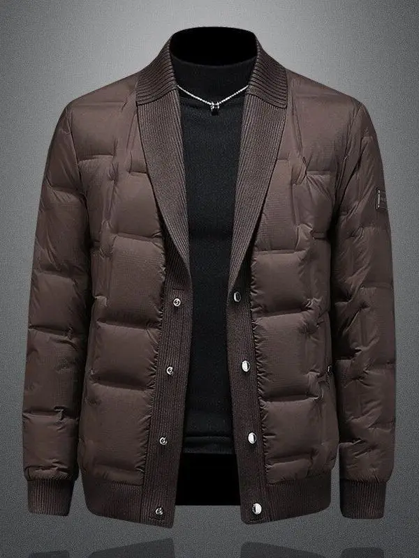 

Мужская модная куртка Slim Fit из легкого хлопка с V-образным вырезом на одной пуговице, теплая, трендовая, для осени и зимы, деловой стиль, для джентльменов