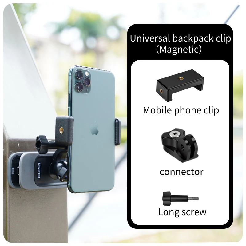 TELESIN 360° ° Rotatie Magnetische Rugzak Clip Clamp Mount voor GoPro Hero 13 12 11 10 9 8 7 Insta360 DJI Actie Camera accessoires