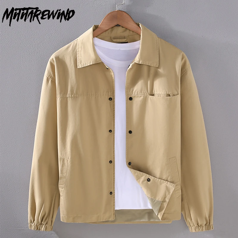 Japanese Retro Jacket Men Youth Daily Casual Jackets 100% Cotton New in Outerwear Solid Button Coat Simple Fashion Men Clothing