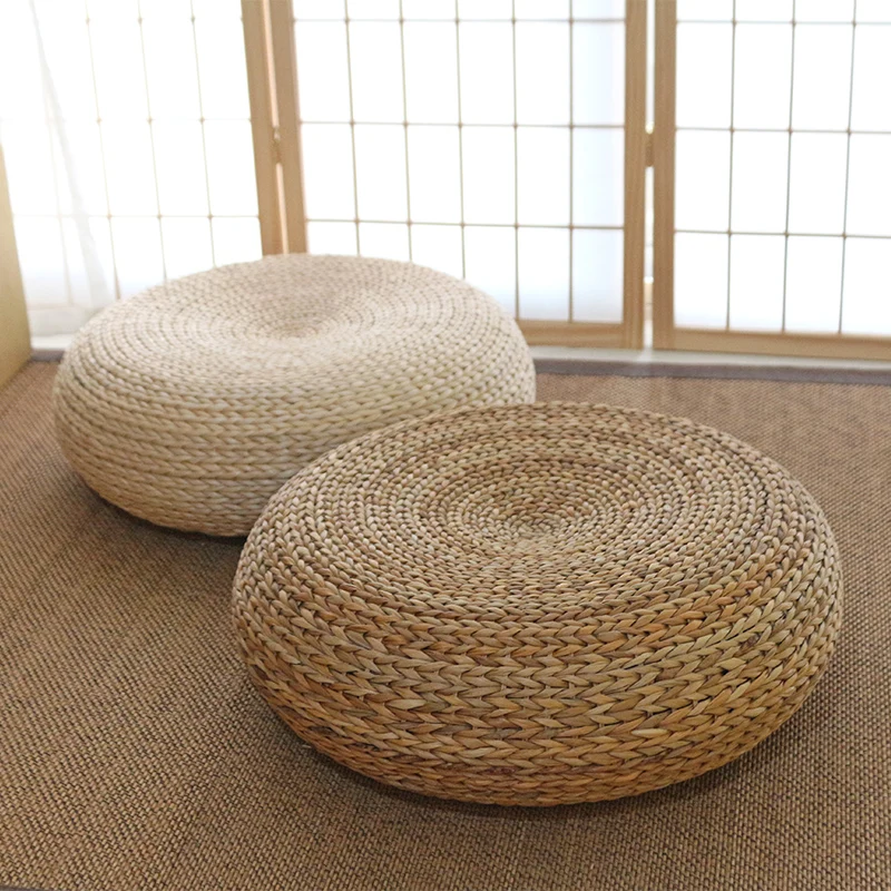 Thickened Floor Sitting Cushion Woven from Grass Yoga Meditation Zafu Zen Study Tea Ceremony Japanese Style round Floor Pillow