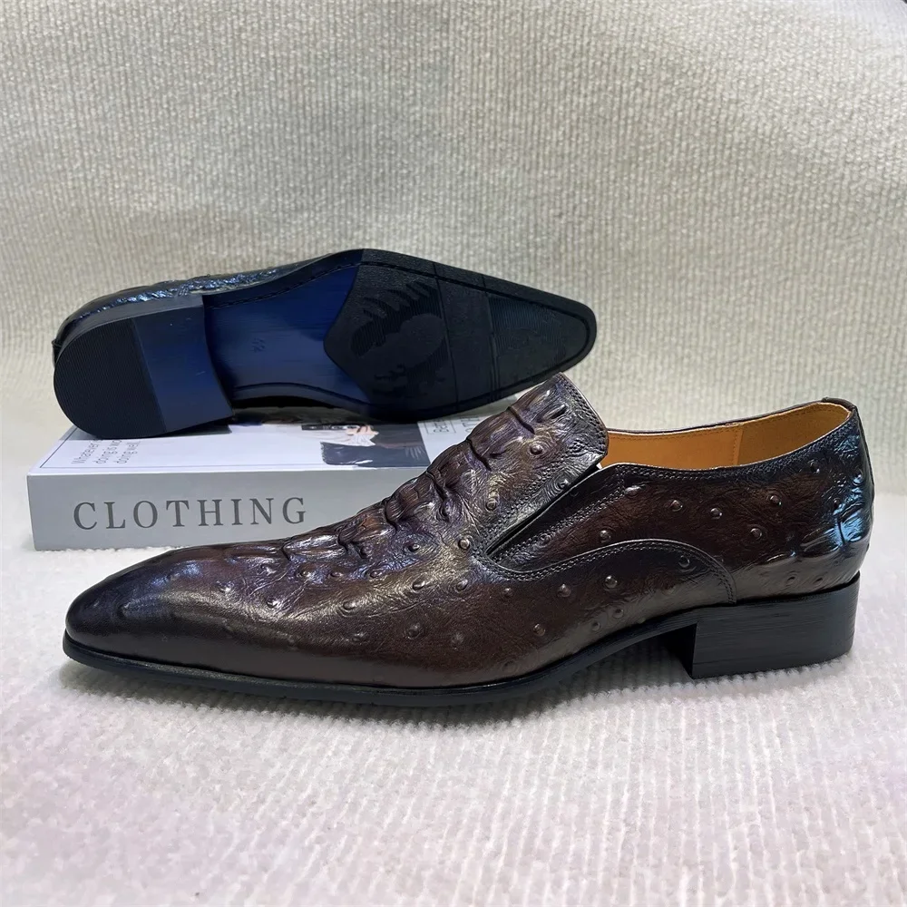 Men's Handmade Genuine Leather Python Pattern Loafers 2025 Spring Autumn Formal Oxford Wedding Shoes Office Footwear