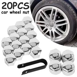 20Pcs Wheel Nut Cap 17mm Chrome Wheel Bolt Nut Caps Covers Universal Tyre Nut Covers including 16 Standard Sizes 4 Locking Size