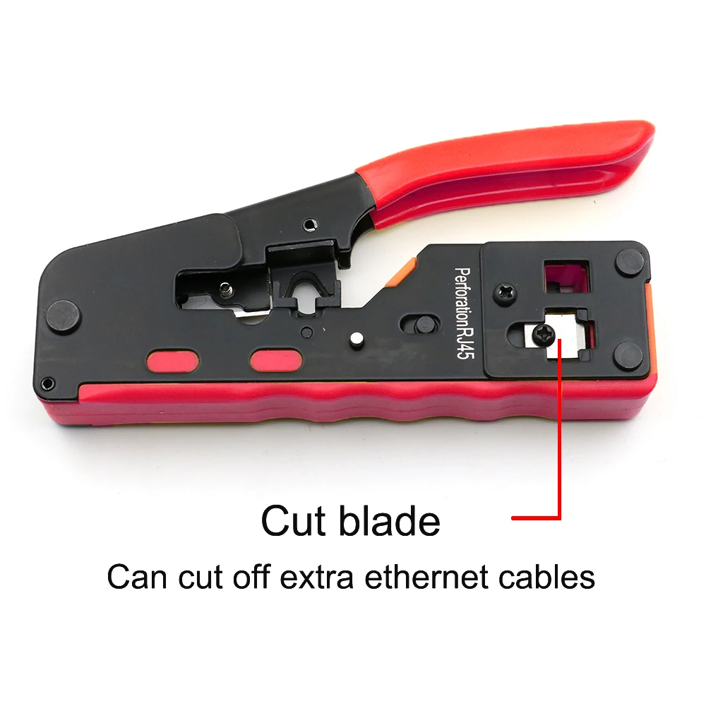 Imagem -05 - Ferramentas de Crimpagem de Rede Passagem Pelo Cabo Ethernet Stripper Tudo em um Alicates Rj45 Rede Cat5 Cat6 Cat7 Cat8