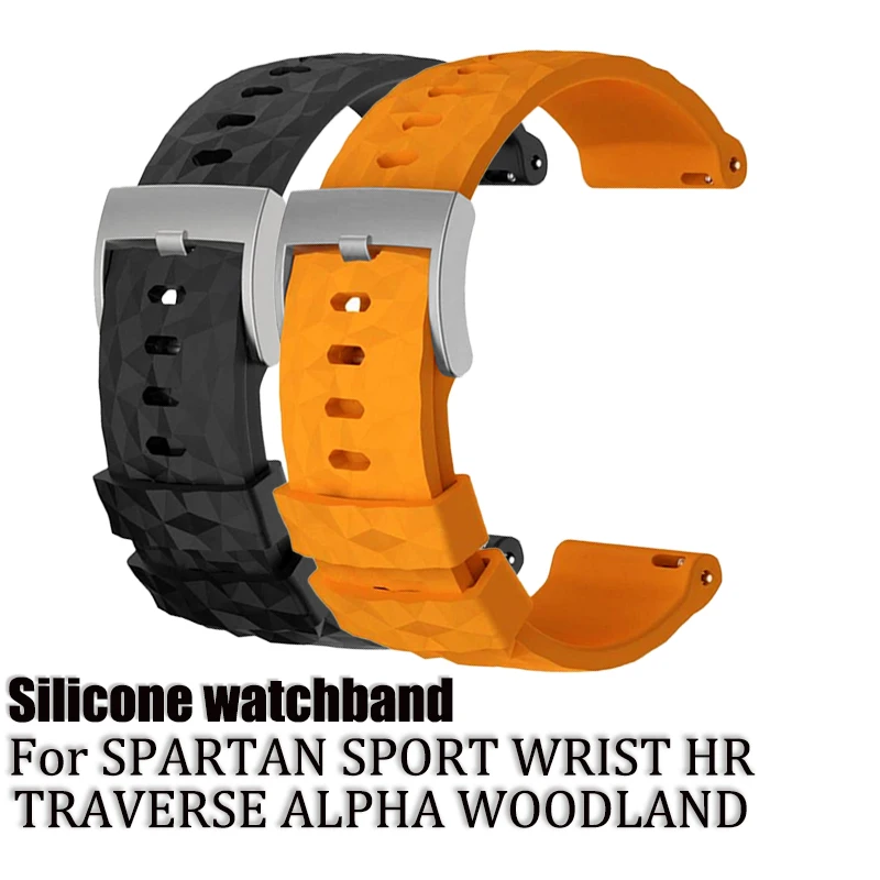 24 Two styles are available silicone strap black orange gray watchband For SUUNTO SPARTAN SPORT WRIST HR TRAVERSE ALPHA WOODLAND