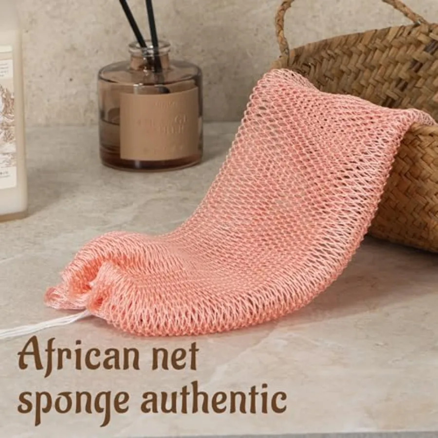 African Net Sponge Authentic with Knots - Exfoliating Washcloth Towel, Back Scrubber for Shower Bath, Exfoliating Body Scrubber view 2