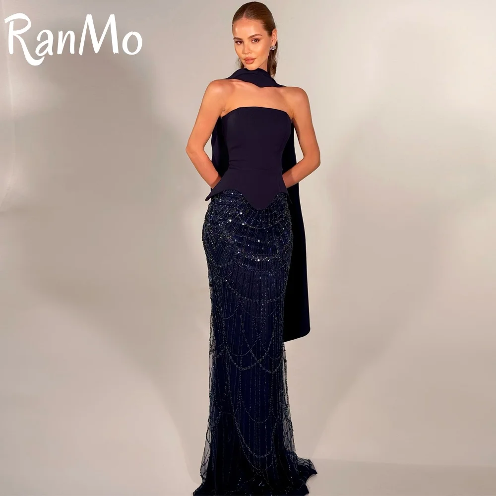 

Ranmo Illusion Русалка Вечернее платье без бретелек без рукавов с бисером Кружевные платья для выпускного вечера Роскошное вечернее платье длиной до пола по индивидуальному заказу