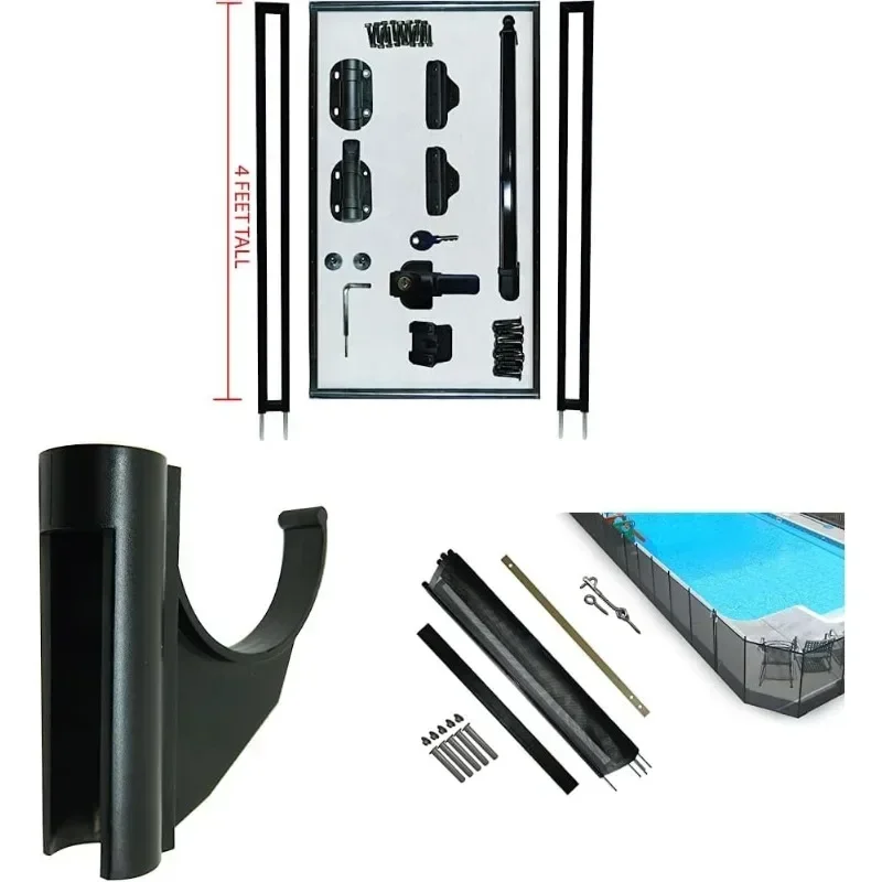 For Pool Fence DIY by Life Saver Self-Closing Gate Kit, Black