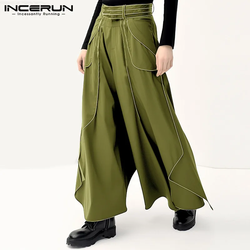 

INCERUN 2024 Korean Style Men's Pantalons Deconstructive Multi Piece Design Pant Casual Streetwear Loose Wide Leg Trousers S-5XL