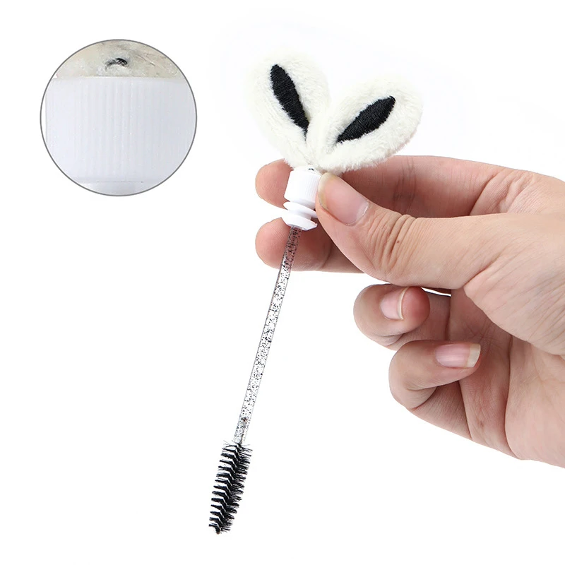 Rabbit Ear Crystal Rod Eyelash Brush Reusable Eyelash Brush Tube Disposable Eyelash Stick Eyebrow Brush Replaceable Dust Proof