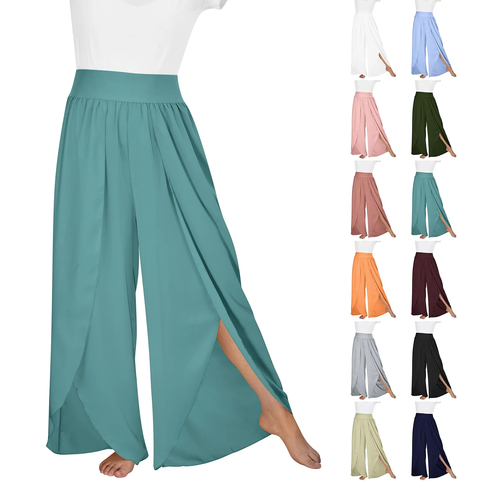 Women Wide Leg Pants High Waisted Yoga Pants Hippie Pants Boho Beach Plus Size Palazzo Pants Womens Comfy Pants