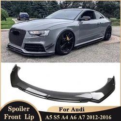 For Audi A5 S5 A4 A6 A7 2012-2016 Car Front Bumper Lip Spoiler Splitter Carbon Fiber Body Kits Tuning Diffuser Cars Accessories