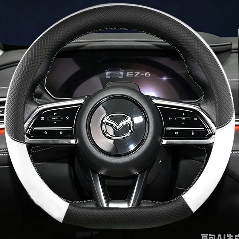 for Mazda EZ6 2024 2025 Custom Car Steering Wheel Cover  DIY Original Vehicle Brown Leather Interior