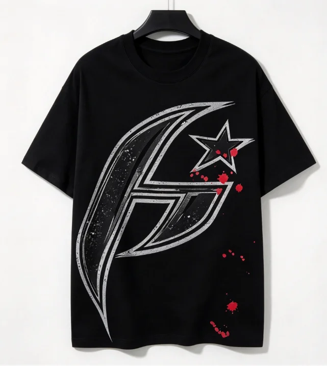 2026 new Grunge Star Abstract Symbol Graphic T Shirt Unisex Black Short Sleeve Tee Streetwear Casual Loose Daily Top