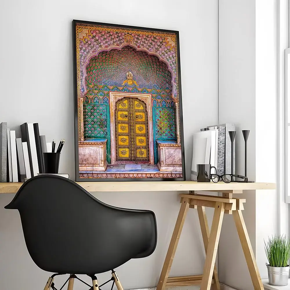 ملصق فني عربي لباب المغرب ملصقات حائط حديثة وأنيقة لديكور المنزل وغرفة المعيشة وفن الحائط #6
