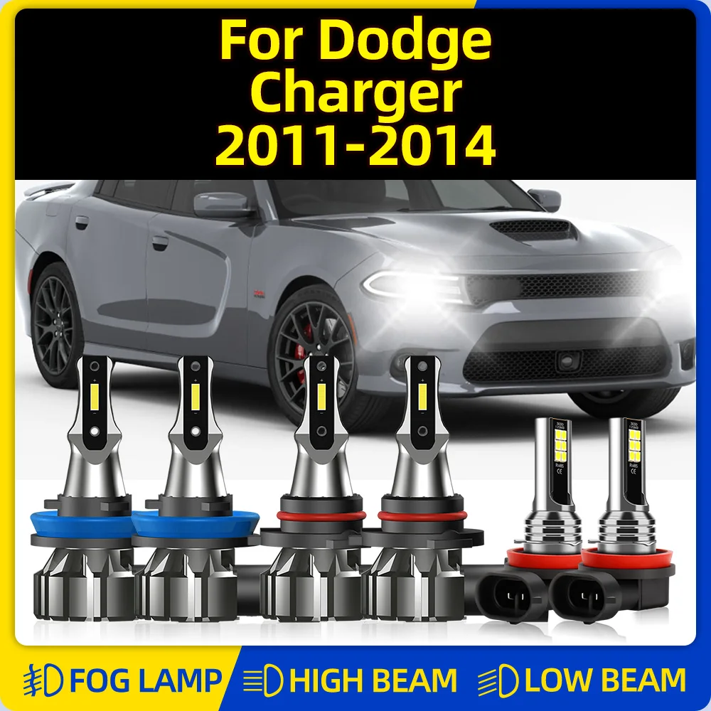 LED Headlight Bulbs 360W High Power Turbo Lamps 60000LM Car Lights 6000K White 12V For Dodge Charger 2011 2012 2013 2014