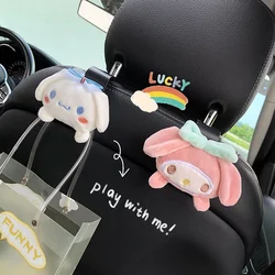 Sanrio Anime Cinnamoroll Hook Plush My Melody Kuromi Car Seat Hook, organizador de asiento trasero automático, soporte de almacenamiento, accesorios para automóviles