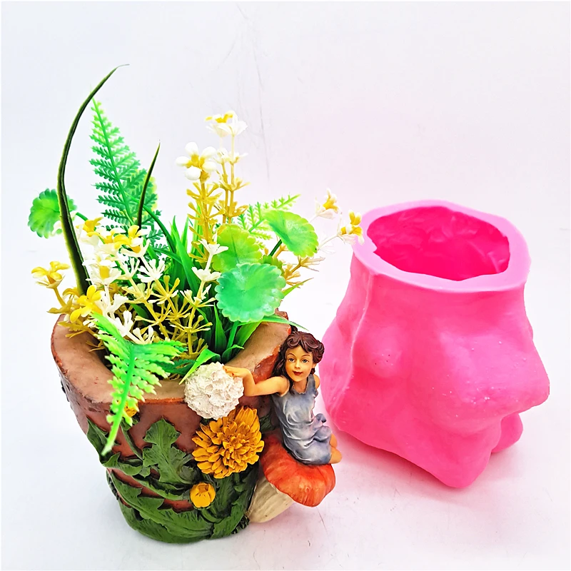 Silicone Mold Flower Fairy Creative Flower Pot Gypsum Resin Concrete Crystal Dropper Mold DIY Handmade Crafts