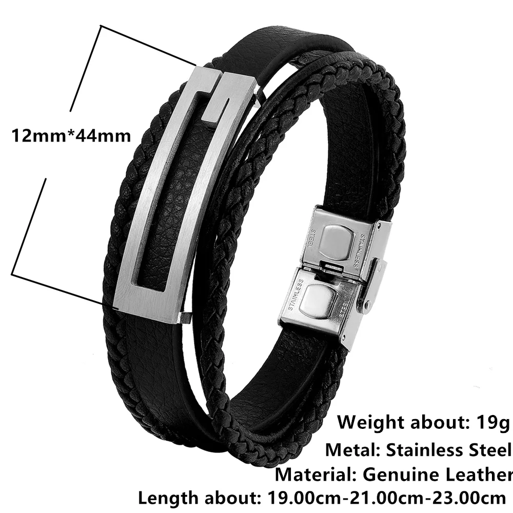 New Fashion Stainless Steel Charm Black Men\'s Bracelet Punk Rock Braid Multi-layer Bracelet Ladies Jewelry Accessories Wholesale