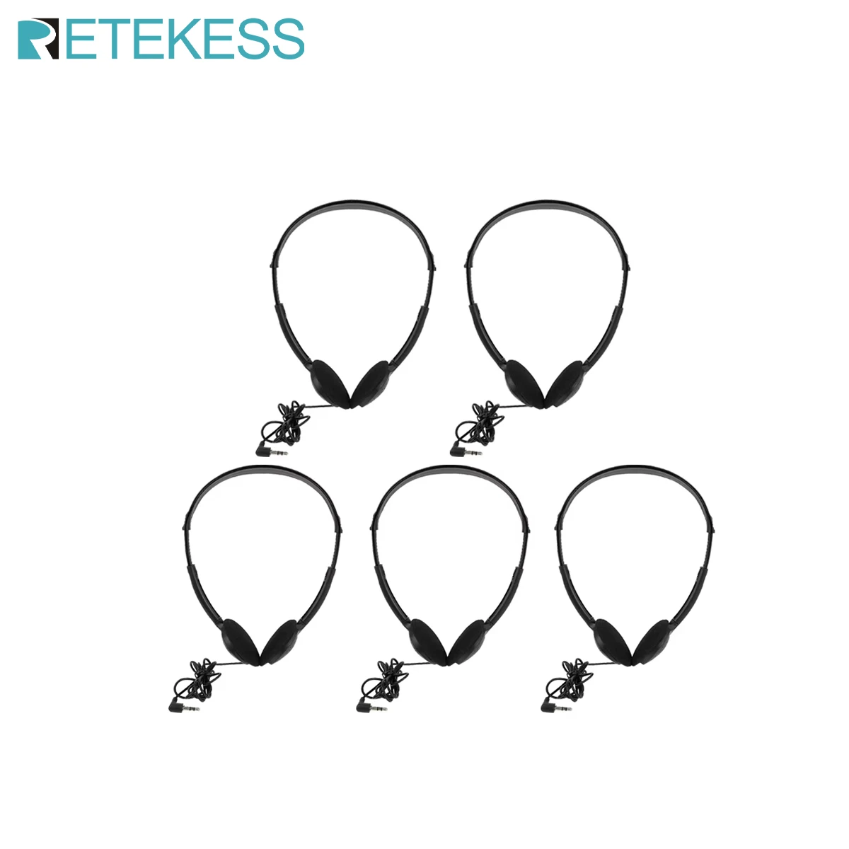 

Retekess 5 шт. TT003 3,5 мм универсальный наушник гарнитура наушники двойные наушники для гида системы