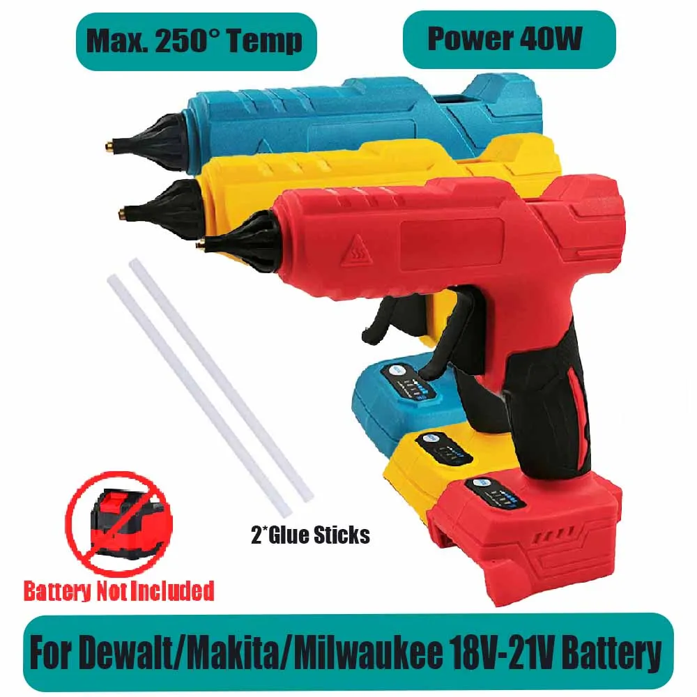 

Electric Hot Melt Glue Gun for Dewalt/Makita/Milwaukee 18V-21V Battery 2Pcs 11mm Glue Stick Hot Melt Welding Air Gun No Battery