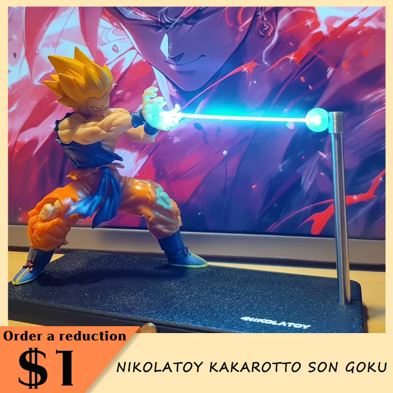 

Nikolatoy Dragon Ball Kakarotto Son Goku Kamehameha Wave Magnetic Light Lamp Model Ornament Anime Peripheral Toys Collect Gift