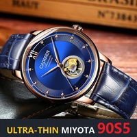 CADISEN 90S5 MIYOTA Automatic Mechanical Watch Men 40MM Sapphire Hollowed-out Genuine Leather 9.5mm Ultra-thin Dial Wristwatch