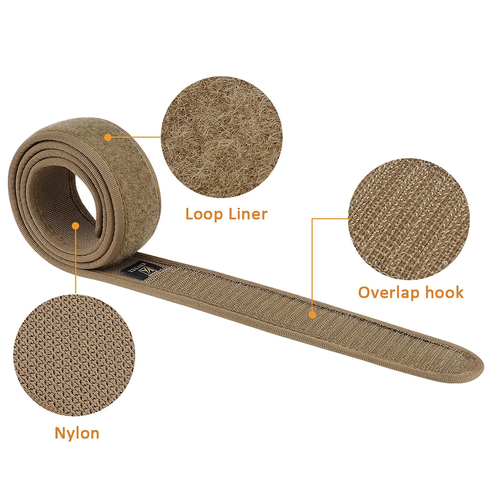 KRYDEX Tactical Inner Belt 1.5 Inch Loop Liner Nylon Buckleless Waistband for Men Outdoor Sports Duty Hunting Accessories