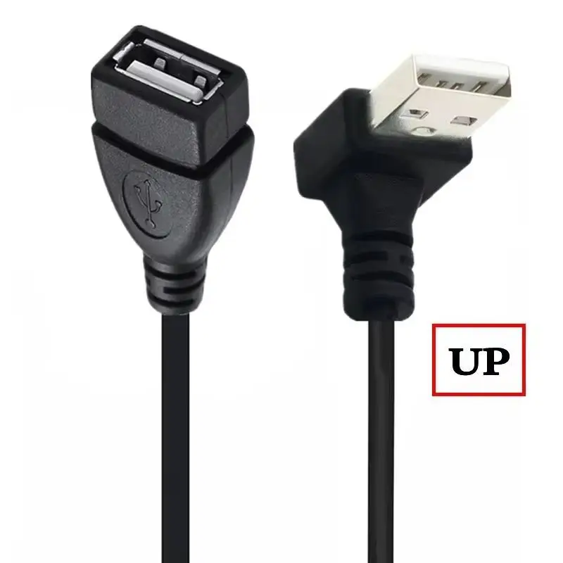 25cm USB2.0 Male to Female Data Extension Cable with 90 ° Up/Down/Left/Right Bend USB 2.0 Male to Female Extension Adapter Cable