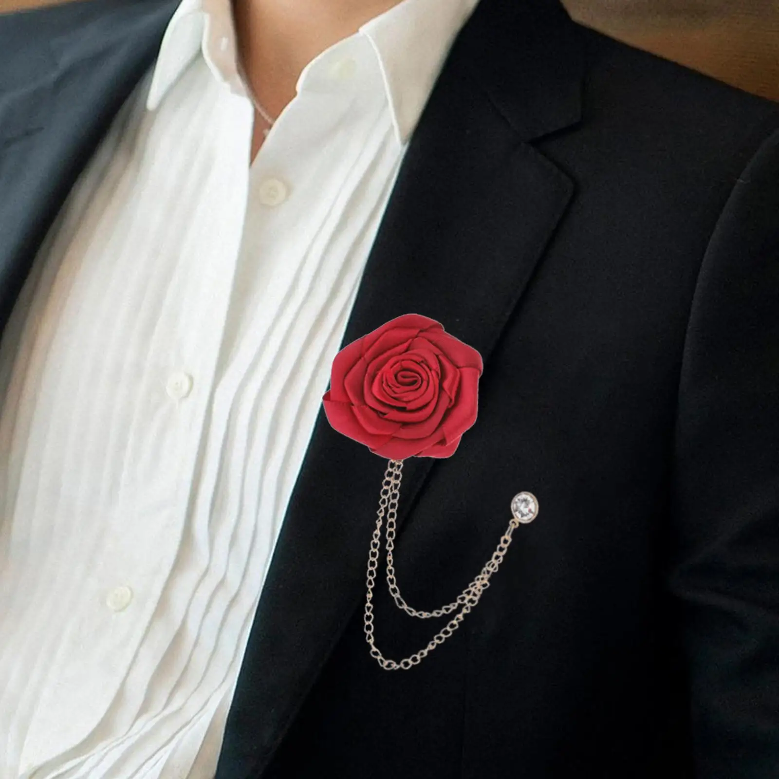 Rose Flower Tassel Brooch Classy for Tie Hat Scarf Stage Performance