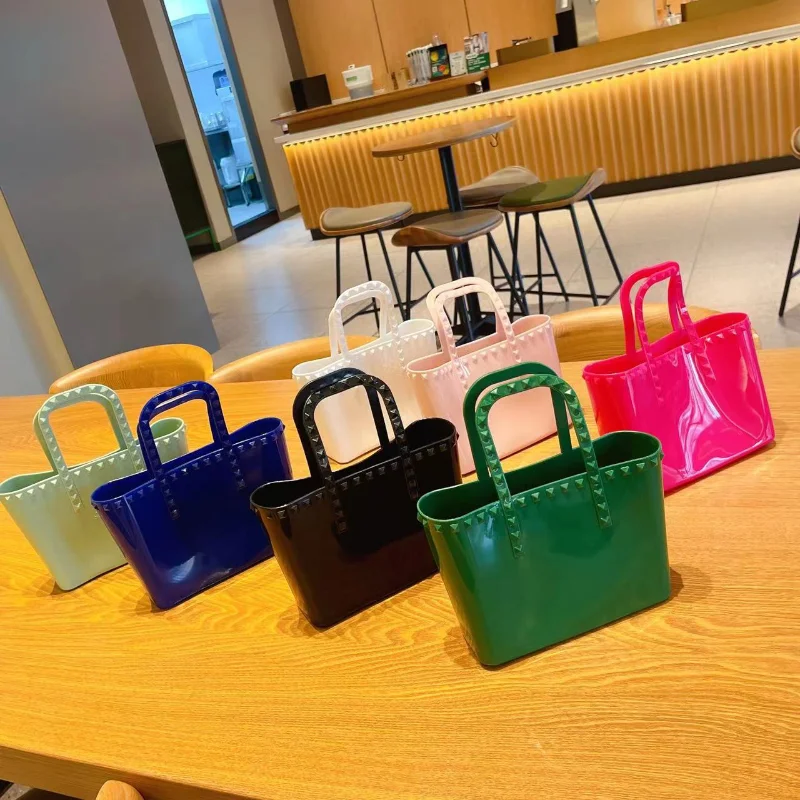 New Multipurpose Colorful Shopping Basket Portable Jelly Bag Basket Storage Basket Candy Empty Beach Bag Picnic Bag Mini Handbag