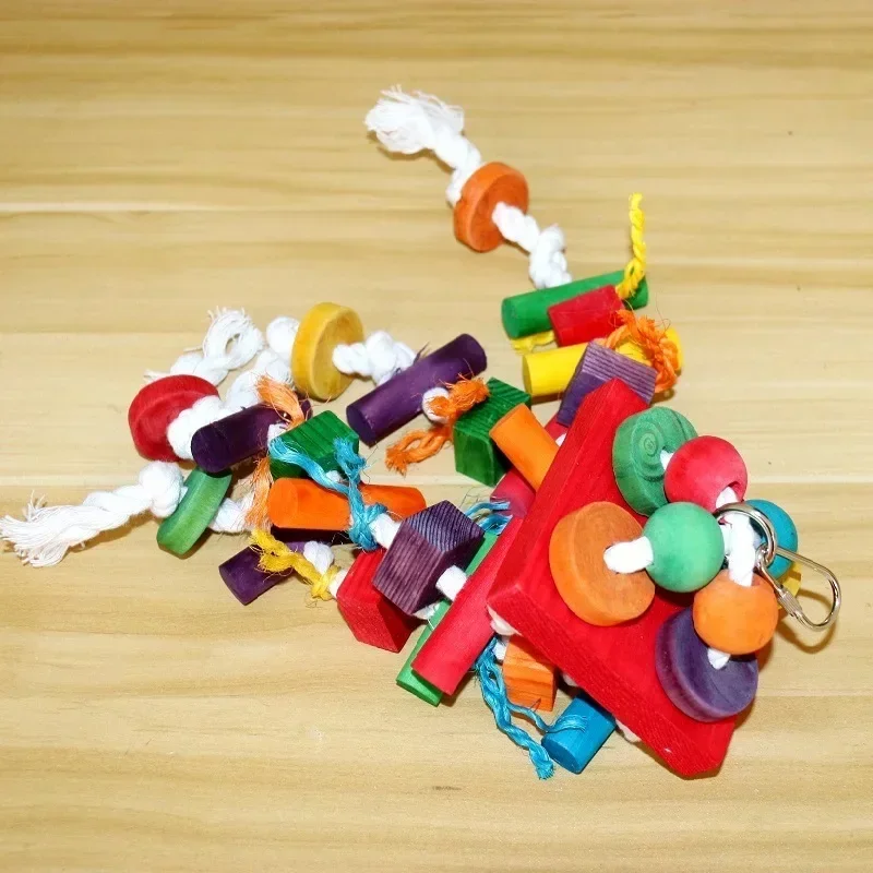 Parrot toys, Colorful wooden bird supplies, Unique shape, Diverse ways to play, Complete variety, Large parrot bite bird toys