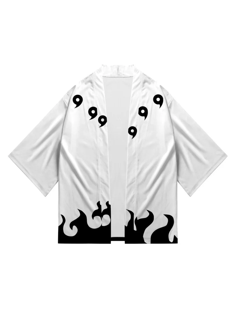 일본 애니메이션 닌자 역할 놀이 남성 여성 레드 클라우드 프린트 기모노 카디건 여름 해변 일본 전통 의상 하오리 망토