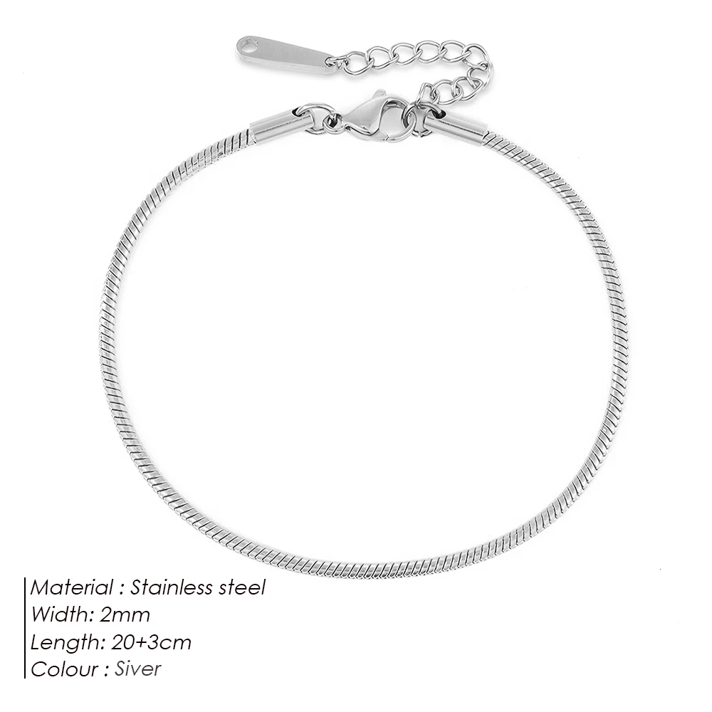 Women's Stainless Steel Round Snake Chain Anklet