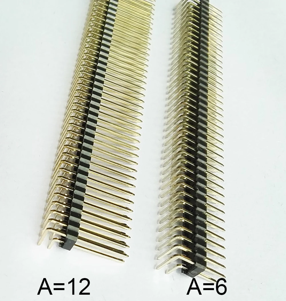 10pc 2.54mm 2x40P Right Angle RA 90D Double Row Rohs Reflow Gold Cuttabl Long PA=3/6/9/12mm PCB Jumper Male Pin Header Connector