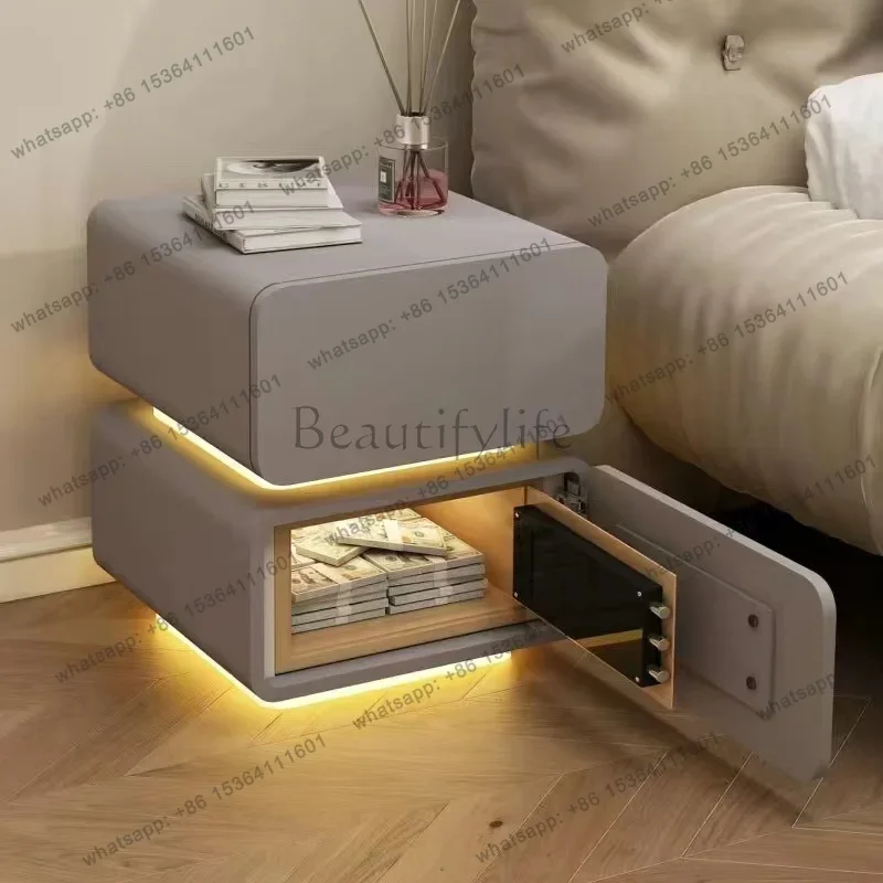 FGCream Creativity Nightstands Storage Box Small Space Multifunctional Lock Light Aesthetic Girl Table De Chevet Bedroom Furnitu
