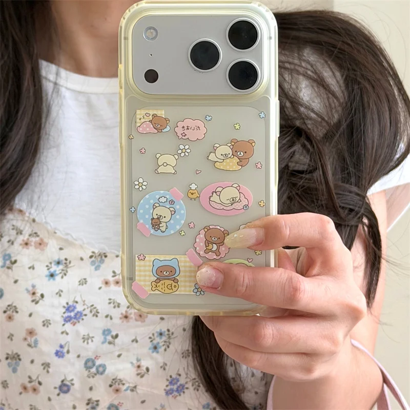

Funny Cute Brown Bear Pattern Phone Case For iPhone 17 Pro 16 15 Pro Max Cover Fashion Cartoon Rilakkuma Protective Cases For 17