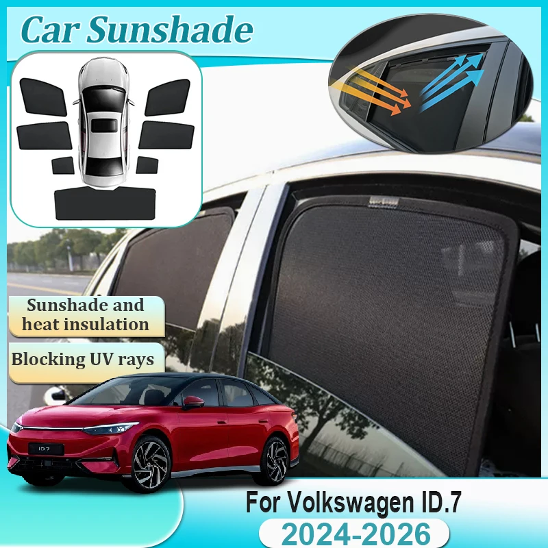 

For Volkswagen VW ID.7 Car Mesh Sunshade 2024 2025 2026 Sunscreen Window Covers Magnetic Sun Visors Tools Parts Auto Accessories