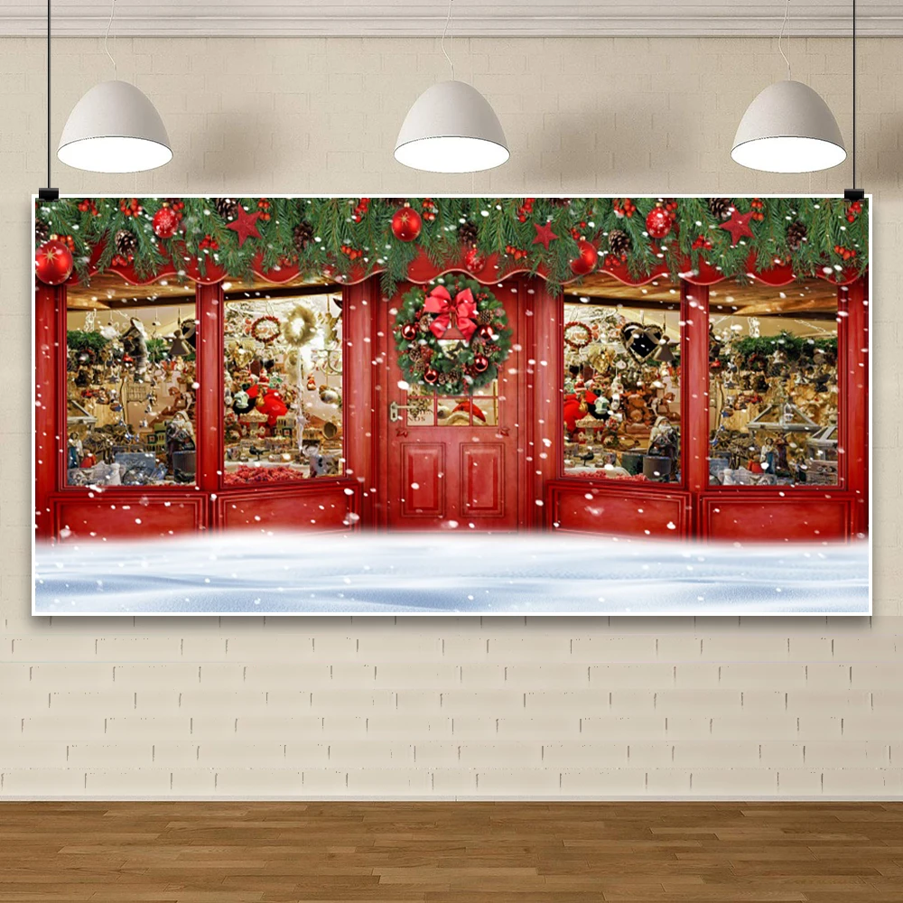 سانتا لعبة متجر خلفية الشتاء الثلوج عرض شجرة عيد الميلاد هدية تيدي بير الاطفال الأسرة حفلة عيد الميلاد 600x300 سنتيمتر صورة خلفية