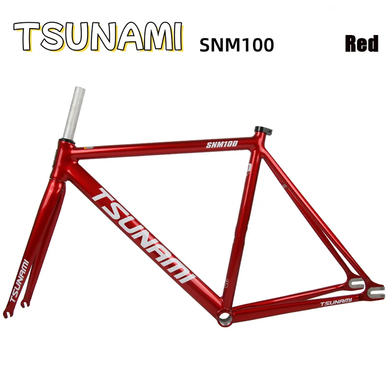 Fixie Bike Frame with Front Fork, Fixed Gear Frame, Aluminum Alloy Framework, Racing Bicycle Frame, Tsunami 100, 6061, 700C