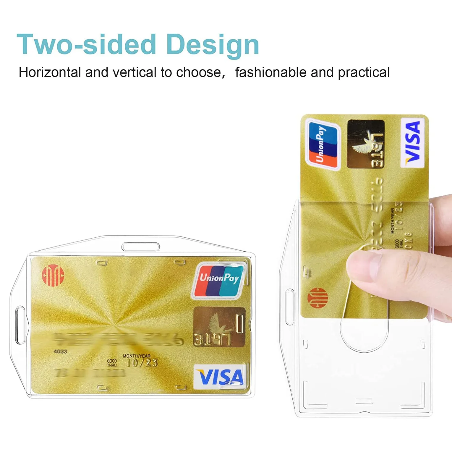 Zinc Alloy Retractable Keychain ID Credit Card Sleeve Horizontal and Vertical Dual-purpose Card Holder Work Permit Card Covers