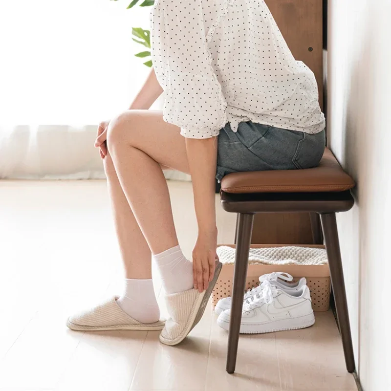 Nordic Solid Wood Shoe Changing Stool Thickened Foyer Long Bench Detachable Seat Home Multifunctional Upholstered Chairs