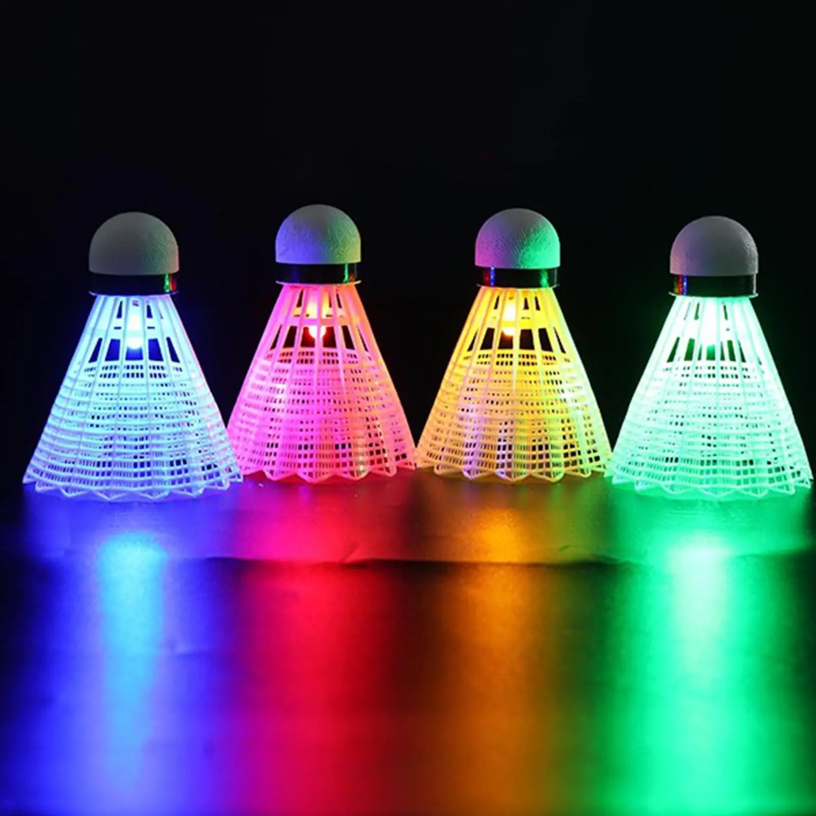 Led Badminton 4 Pieces Lighting Shuttlecock Ball Training Equipment for Indoor Outdoor Practice Sports Adults Kids Beginners